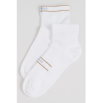 Set de sosete scurte cu imprimeu logo - 2 perechi - Maro/Alb optic