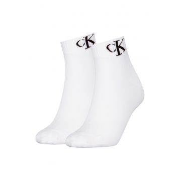 Set de sosete scurte cu logo - 2 perechi - Negru stins/Alb optic