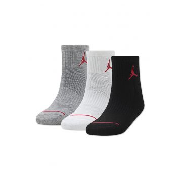 Set de sosete scurte - pentru baschet Jordan - 3 perechi - Negru/Gri deschis melange