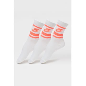 Set de sosete unisex cu imprimeu logo - 3 perechi - Alb/Portocaliu neon