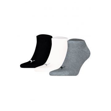 Set de sosete unisex pana la glezna cu imprimeu logo - 3 perechi - Alb/Negru/Gri