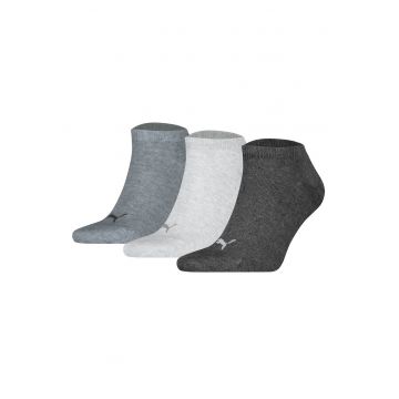 Set de sosete unisex pana la glezna cu imprimeu logo - 3 perechi - Gri