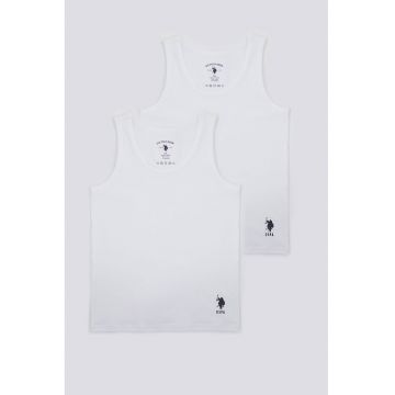 Set de top-uri cu decolteu rotund - 2 piese - Alb optic