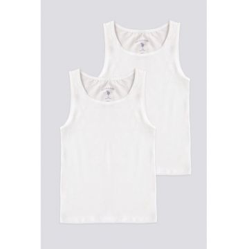 Set de topuri de bumbac - 2 piese - Alb murdar