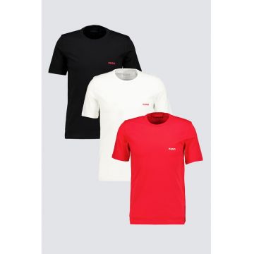 Set de tricouri de casa din bumbac- 3 piese - Rosu/Alb/Negru