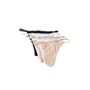 Set tricolor de chiloti elastici string - 5 piese