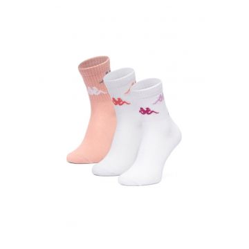 Sosete dama  lungi - bumbac - alb-roz -