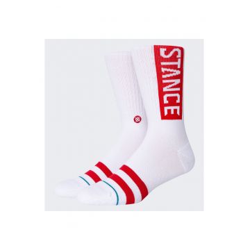 Sosete sport barbati -  Skarpety Stance OG Crew - Alb / Rosu