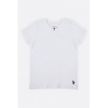 Tricou de casa cu decolteu in V - Alb