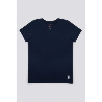 Tricou de casa cu decolteu in V - Albastru ultramarin