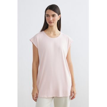 Bluza de pijama cu decolteu rotund - Roz pal