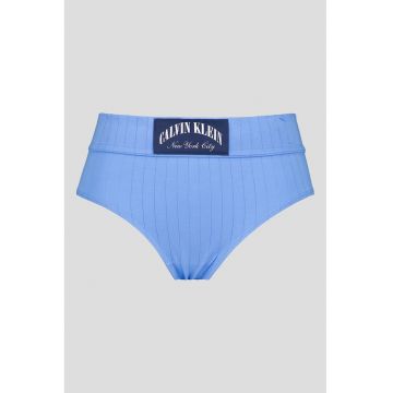 Chiloti din amestec de bumbac cu aplicatie logo - Albastru lavanda