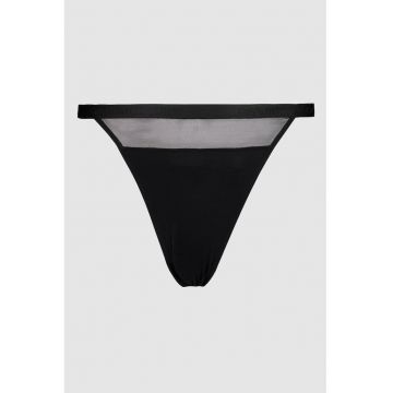 Chiloti din amestec de modal cu dantela - Negru