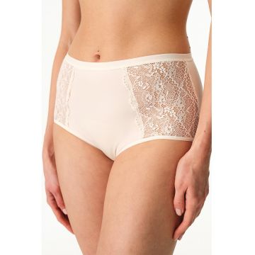 Chiloti hipster cu talie medie si dantela - Alb murdar