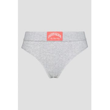 Chiloti tanga cu aplicatie logo - Gri melange