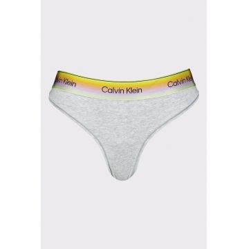 Chiloti tanga cu banda logo - Gri melange