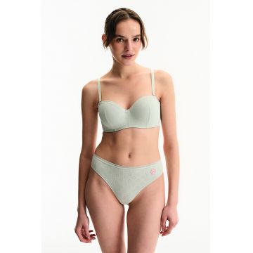 Chiloti tanga din amestec de bumbac - Alb murdar