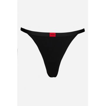 Chiloti tanga din amestec de bumbac - Negru