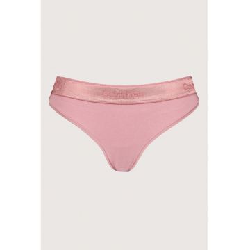 Chiloti tanga din amestec de modal cu banda logo in talie - Roz inchis