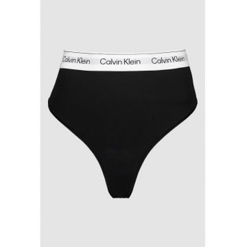 Chiloti tanga modelatori din amestec de modal - Negru