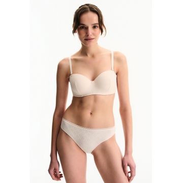 Geanta din amestec de bumbac cu garnitura de dantela - Bej deschis