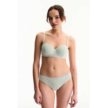 Geanta din amestec de bumbac cu garnitura de dantela - Verde pal