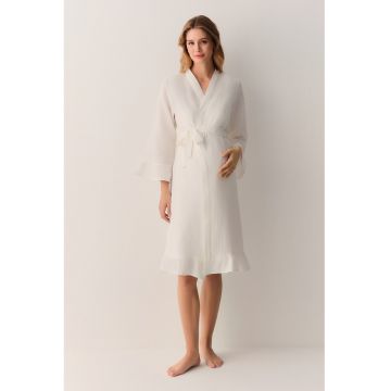 Halat din bumbac pentru gravide - Alb