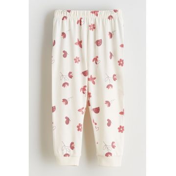 Pantaloni de pijama cu imprimeu grafic - Roz pal/Bej deschis