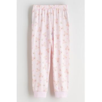 Pantaloni lungi de pijama cu urs - Roz pal