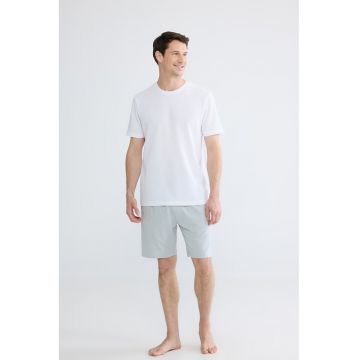 Pantaloni scurti de pijama cu snur - Gri deschis