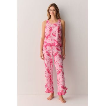 Pijama cu imprimeu - fara maneci - Fucsia/Roz deschis