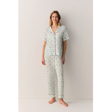 Pijama cu pantaloni lungi si imprimeu grafic - Rosu/Verde/Albastru