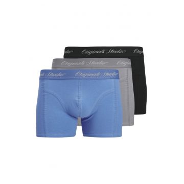 Set de boxeri cu banda logo in talie - 3 perechi - Albastru