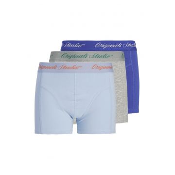 Set de boxeri cu banda logo in talie - 3 perechi - Gri melange/Albastru royal/Albastru deschis