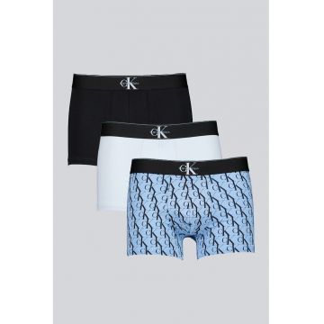 Set de boxeri cu logo - 3 perechi - Black Onyx/Albastru antichizat