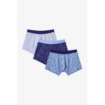 Set de boxeri cu model - 3 perechi - Albastru inchis/Albastru deschis