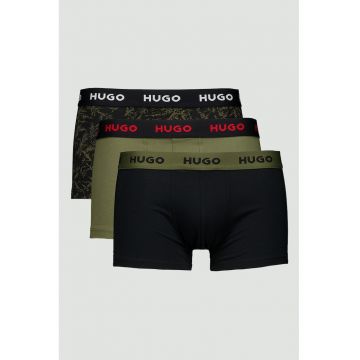 Set de boxeri cu model si banda cu logo in talie - 3 perechi - Negru/Kaki