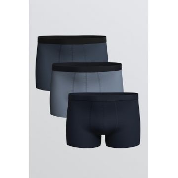 Set de boxeri cu model uni - 3 perechi - Gri/Bleumarin