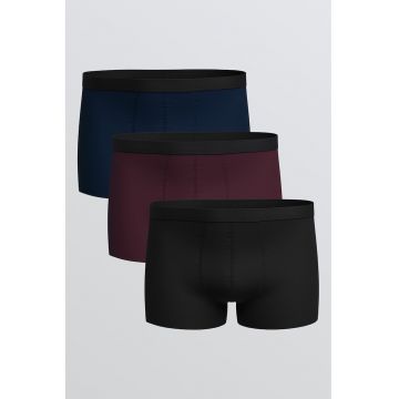 Set de boxeri din amestec de bumbac - 3 perechi - Negru/Albastru ultramarin/Violet pruna