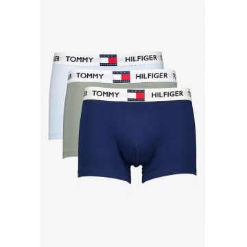 Set de boxeri din amestec de bumbac cu logo - 3 perechi - Albastru pal/Verde sparanghel/Bleumarin