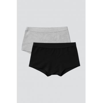 Set de boxeri uni - 2 perechi - Negru/Gri deschis