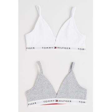 Set de bustiere cu logo - 2 piese - Alb optic/Gri deschis melange