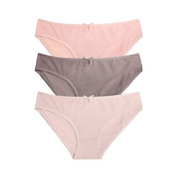 Set de chiloti - 3 piese - Maro/Roz somon