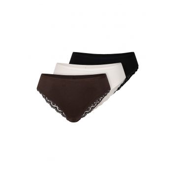 Set de chiloti brazilieni din amestec de modal - 3 perechi - Alb/Negru/Maro