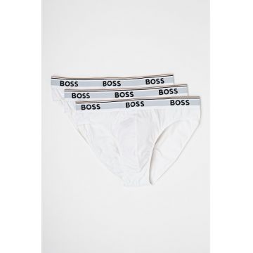 Set de chiloti cu banda logo in talie - 3 perechi - Alb