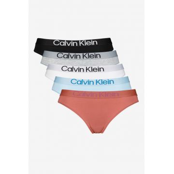 Set de chiloti cu banda logo in talie - 5 perechi - Alb/Negru/Albastru