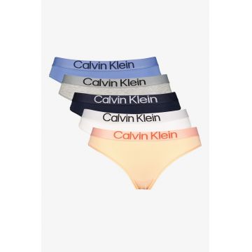 Set de chiloti cu banda logo in talie - 5 perechi - Alb/Roz somon/Albastru