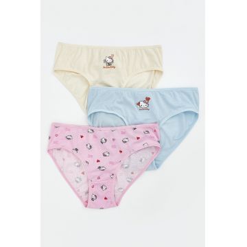 Set de chiloti cu imprimeu Hello Kitty - 3 perechi - Multicolor