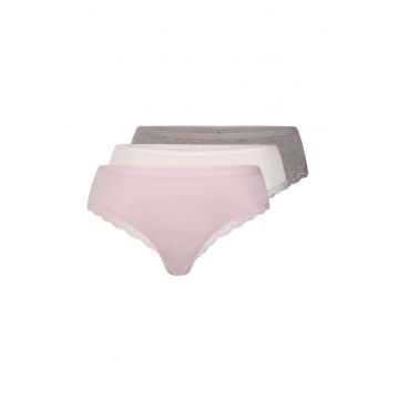 Set de chiloti din amestec de bumbac - 3 perechi - Alb/Gri melange/Roz