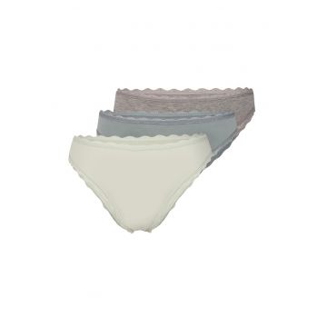 Set de chiloti din amestec de bumbac - 3 perechi - Verde/Gri melange/Lila